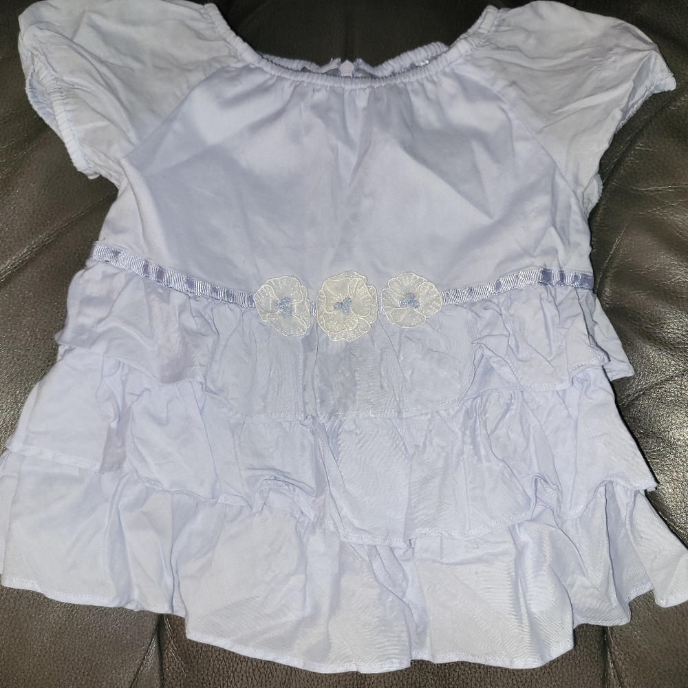 🪻Vintage Gymboree Petit Four Ruffled Blue Popover Blouse